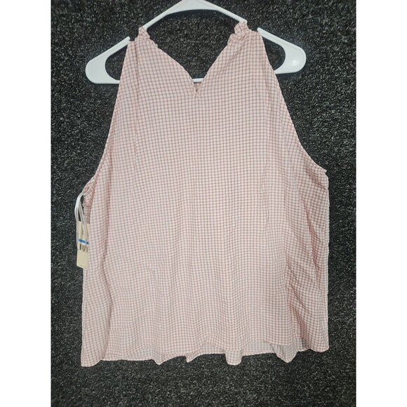 Nanette Lepore Women's Pink Neck Sleeveless Blouse Tank Check Gingham Size XL - Picture 8 of 9